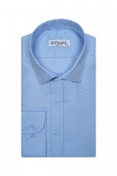 Slim Fit Armür Desenli Erkek Gömlek - 1