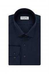 SÜVARİ Classics Smart Sport Dar Kalıp Takım Elbise Gömleği Düz Mavi Slim Fit Cepsiz - 2