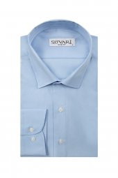 SÜVARİ Classics Smart Sport Dar Kalıp Takım Elbise Gömleği Düz Mavi Slim Fit Cepsiz - 1