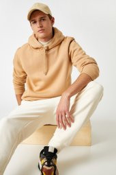 Basic Kapşonlu Sweatshirt - 1