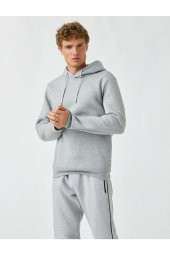 Basic Kapşonlu Sweatshirt - 5