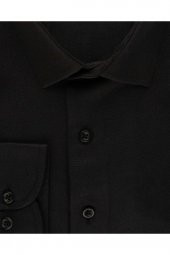 Slim Fit Armür Desenli Siyah Erkek Gömlek - 2