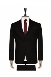 6 Drop Slim Fit Siyah Yelekli Düz Takım Elbise - 2