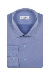 Slim Fit Armür Desenli Erkek Gömlek - 3
