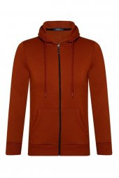 Üç Iplik Fermuarlı Kapüşonlu Yeşil Erkek Sweatshirt thumbnail 5