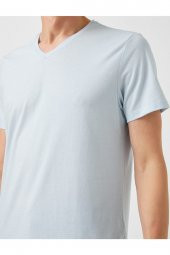 V Yaka Basic Tişört - 5