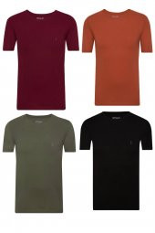 SÜVARİ CLASSİCS BASİC FİT PAMUK YUVARLAK YAKA 4LÜ TSHİRT PAKETİ SİYAH-LACİVERT-BEYAZ-HAKİ - 2