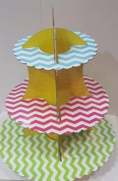 STAND CUPCAKE 3 LÜ ZİGZAG RENKLİ - 1