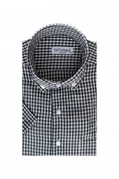 Bol Kesim Kısa Kollu Siyah Erkek Gömlek - 1