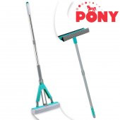 PONY PRATİK 2 Lİ PRATİK PASPAS + TELESKOPİK SAPLI CAM SİLECEĞİ MOP TEMİZLİK SETİ - 1