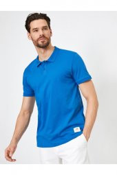 Erkek Lacivert Süs Etiket Detayli Slim Fit Polo Yaka T-shirt - 1