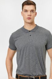 Erkek Lacivert Süs Etiket Detayli Slim Fit Polo Yaka T-shirt - 7