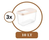 Flosoft Multibox 10 LT Kaydırak Kapaklı Erzak Saklama Kabı 3’lü Set 3x10lt KREM thumbnail 2