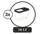 Flosoft Multibox 10 LT Kaydırak Kapaklı Erzak Saklama Kabı 3’lü Set 3x10lt FÜME thumbnail 2