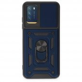 Xiaomi Redmi Note 9 4G Kılıf Kamera Korumalı Sürgülü Yüzüklü Standlı Tank - 7