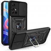 Xiaomi Redmi 9T Kılıf Kamera Korumalı Sürgülü Yüzüklü Standlı Tank - 1