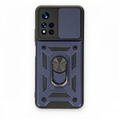 Xiaomi Redmi Note 11T Kılıf Kamera Korumalı Sürgülü Yüzüklü Standlı Tank - 4