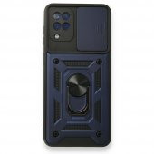 Samsung Galaxy M22 Kılıf Kamera Korumalı Sürgülü Yüzüklü Standlı Tank - 4