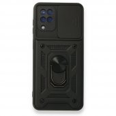 Samsung Galaxy M22 Kılıf Kamera Korumalı Sürgülü Yüzüklü Standlı Tank - 5