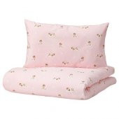 Çift Taraflı Bebek Nevresim Takımı MeridyenDukkan Pembe Renk Köpek Temalı 110x125/35x55 cm - 1