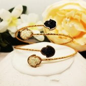 Altın Kaplama Ayarlanabilir Kadın Taşlı Bileklik - 2