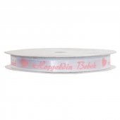 KURDELE SATEN 10 MT HOŞGELDİN BEBEK BEYAZ-PEMBE - 1