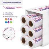 PlotterSarf Plotter Aydınger (Çizim) Kağıdı 92gr Rulo 62cm x 50mt (6 Rulo) - 1