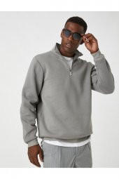 Fermuarlı Sweatshirt Dik Yaka - 1