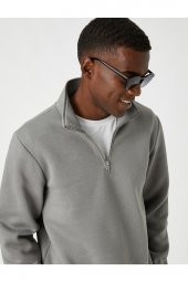 Fermuarlı Sweatshirt Dik Yaka - 2