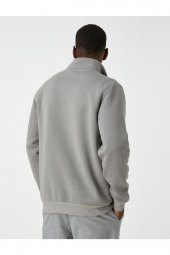 Fermuarlı Sweatshirt Dik Yaka - 4