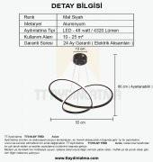 TT Aydınlatma TT310-SY  Trio Modeli Mat Siyah Led Avize thumbnail 2