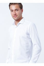 Klasik Yaka Armürlü Beyaz Erkek Gömlek Gm2024700327 thumbnail 1