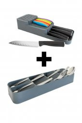 2 Sıra Bıçaklık + 5 Bölmeli Çekmece Içi Kaşıklık 2 Li Düzenleyici Set - 2