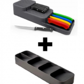 2 Sıra Bıçaklık + 5 Bölmeli Çekmece Içi Kaşıklık 2 Li Düzenleyici Set - 4