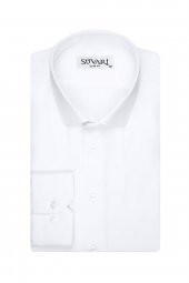 Armür Desenli Slim Fit Beyaz Erkek Gömlek - 1
