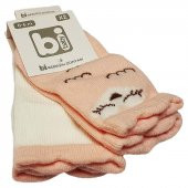 Bibaby Bebek Çorabı 2 li 0-6 Ay - Turuncu - Ekru - 1