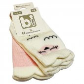 Bibaby Bebek Çorabı 2 li 0-6 Ay - Ekru - Pembe - 1
