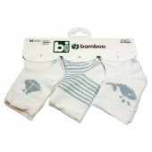Bibaby Bambu Bebek Çorabı 3 lü 0-6 Ay - Beyaz - Mavi - 1