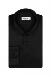 Slim Fit Armür Desenli Erkek Gömlek thumbnail 1