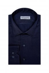 Slim Fit Armür Desenli Erkek Gömlek - 1