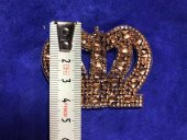 Kristal Sarı Taşlı Taç 6x4,5 cm - Şapka Kıyafet Taşlı Aksesuar - 4