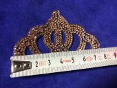 Kristal Sarı Taşlı Taç 8x5 cm - Şapka Kıyafet Taşlı Aksesuar - 5