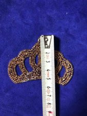 Kristal Sarı Taşlı Taç 8x5 cm - Şapka Kıyafet Taşlı Aksesuar - 7