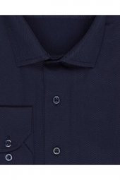Slim Fit Armür Desenli Erkek Gömlek - 4