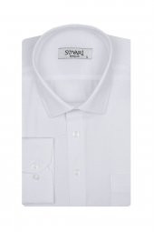 Bol Kesim Armürlü Beyaz Erkek Gömlek thumbnail 1