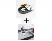 Çift Hazneli Kesme Panosu + Tezgah Üstü Kaşıklık 2 Li Düzenleyici Set - 1