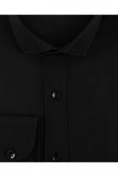 Slim Fit Düz Siyah Erkek Gömlek thumbnail 2