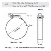 Mikalor 3 Adet W4 Hortum Kelepçesi 12-22 mm 304 Klt. Paslanmaz - 2