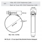 Mikalor 3 Adet W4 Hortum Kelepçesi 16-27 mm 304 Klt.Paslanmaz - 2