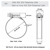 Mikalor 3 Adet W4 Hortum Kelepçesi 25-40 mm 304 Klt. Paslanmaz - 2